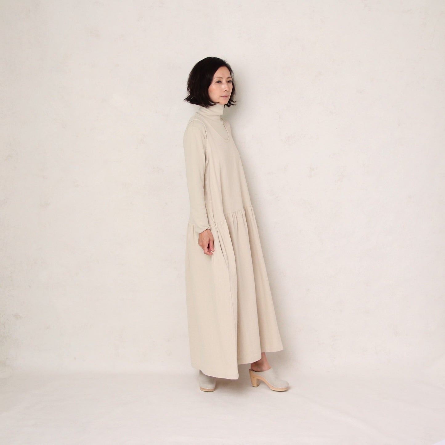 Black Crane Tank Dress - Ivory