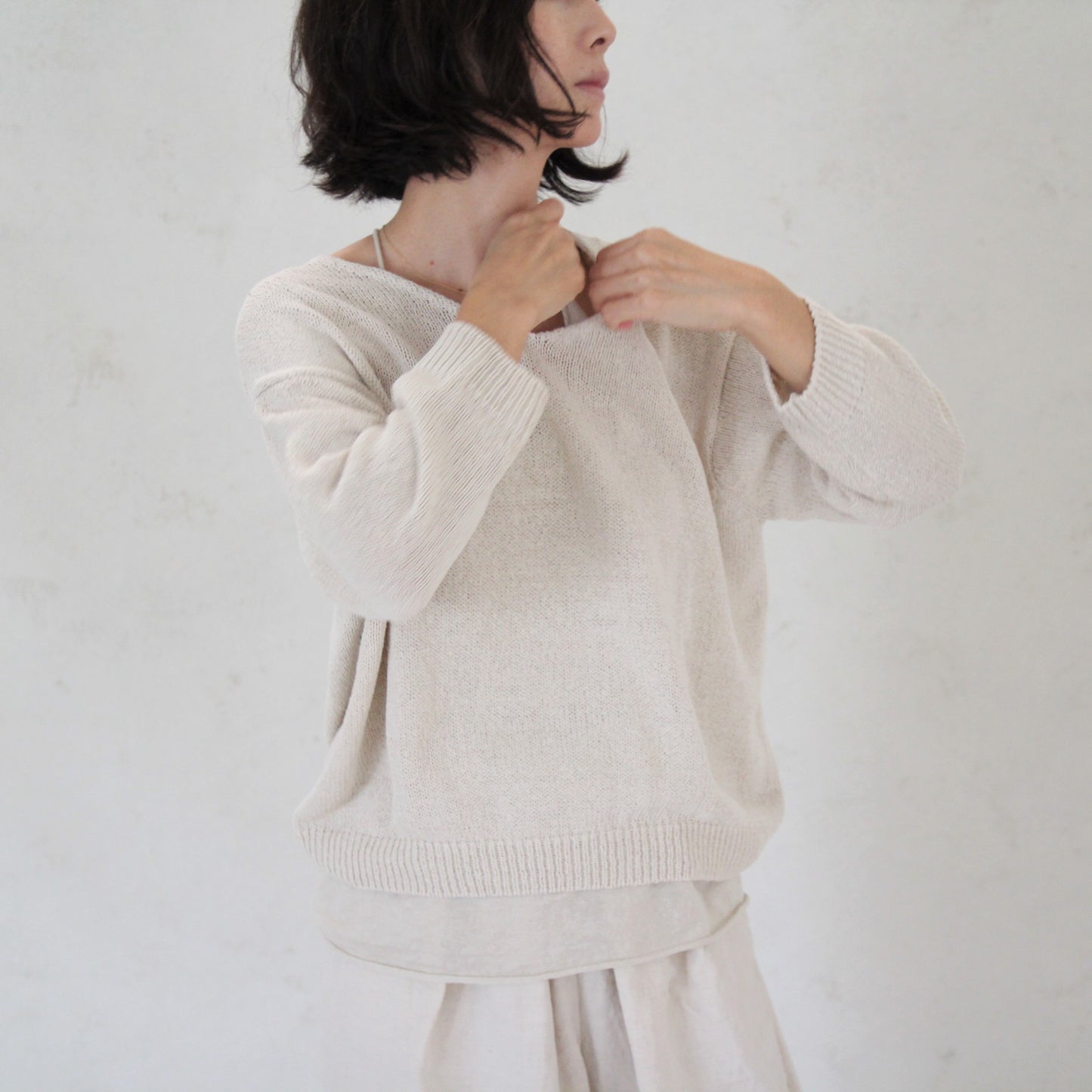 Evam Eva Dry Silk Pull Over - Ivory