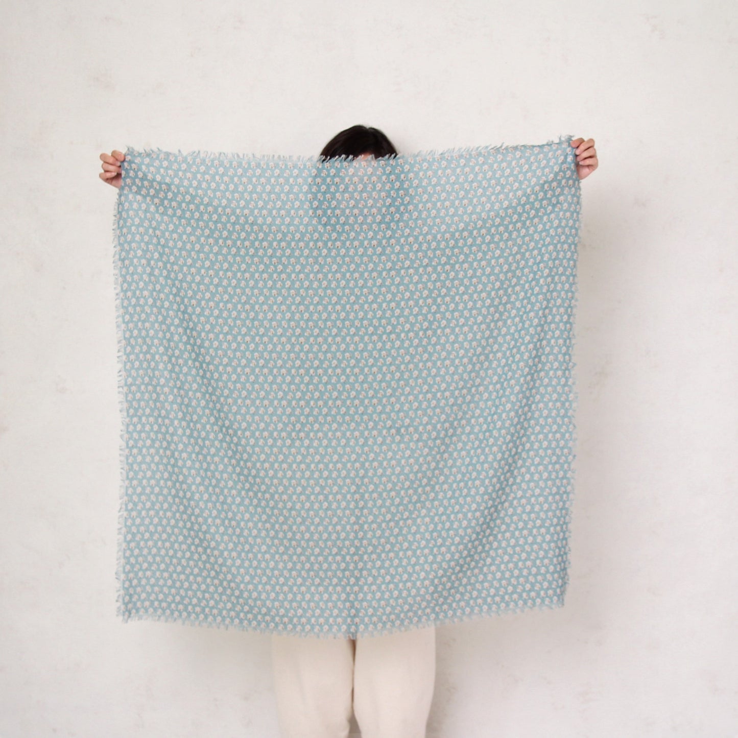 R&D.M.Co- Smokey Burnet Gauze Shawl - Sax (light blue/light green mix)