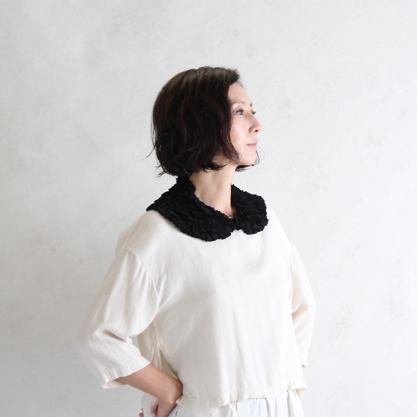 R&D.M.Co- Cotton Frill Collar - Black
