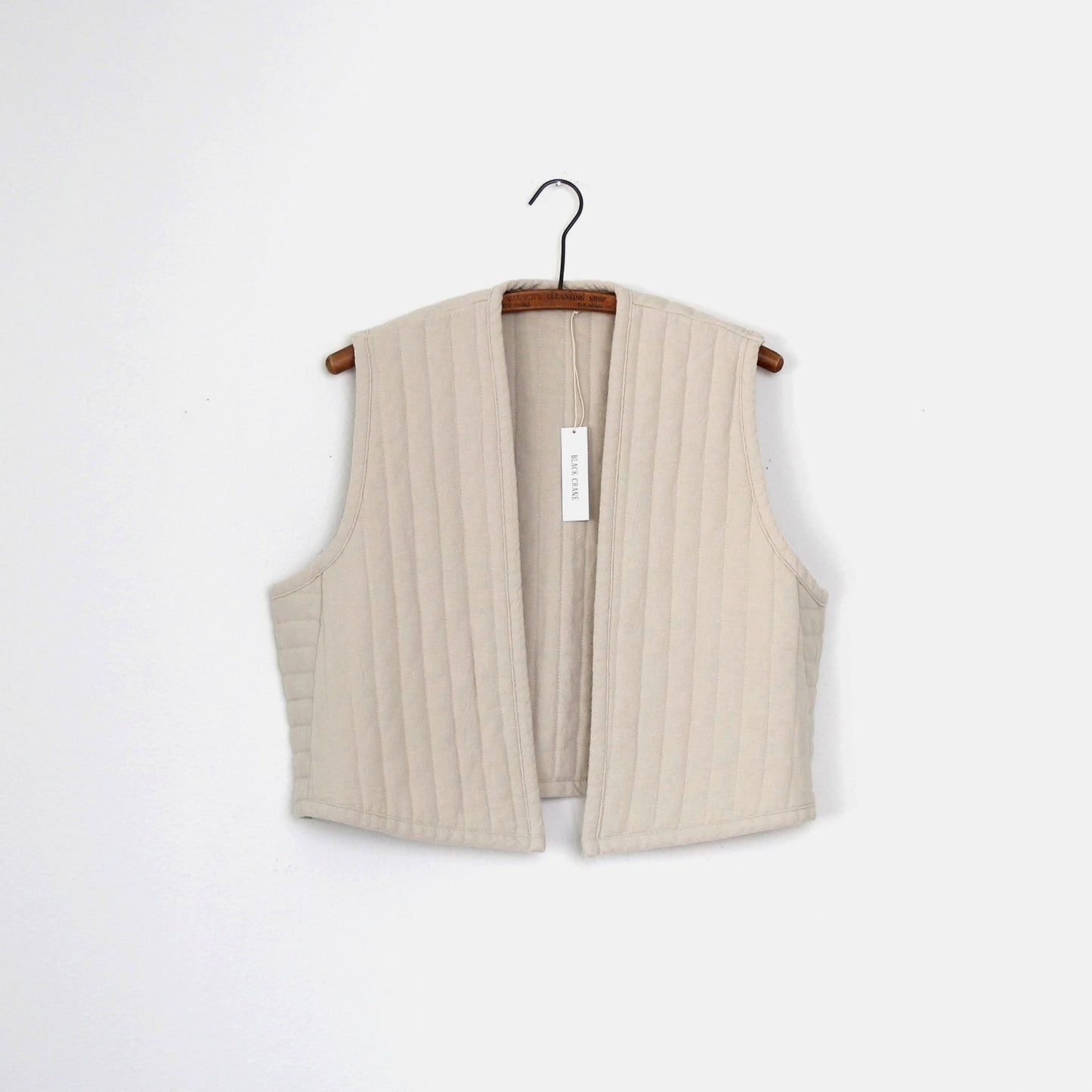 Black Crane Quilted Vest - Ivory