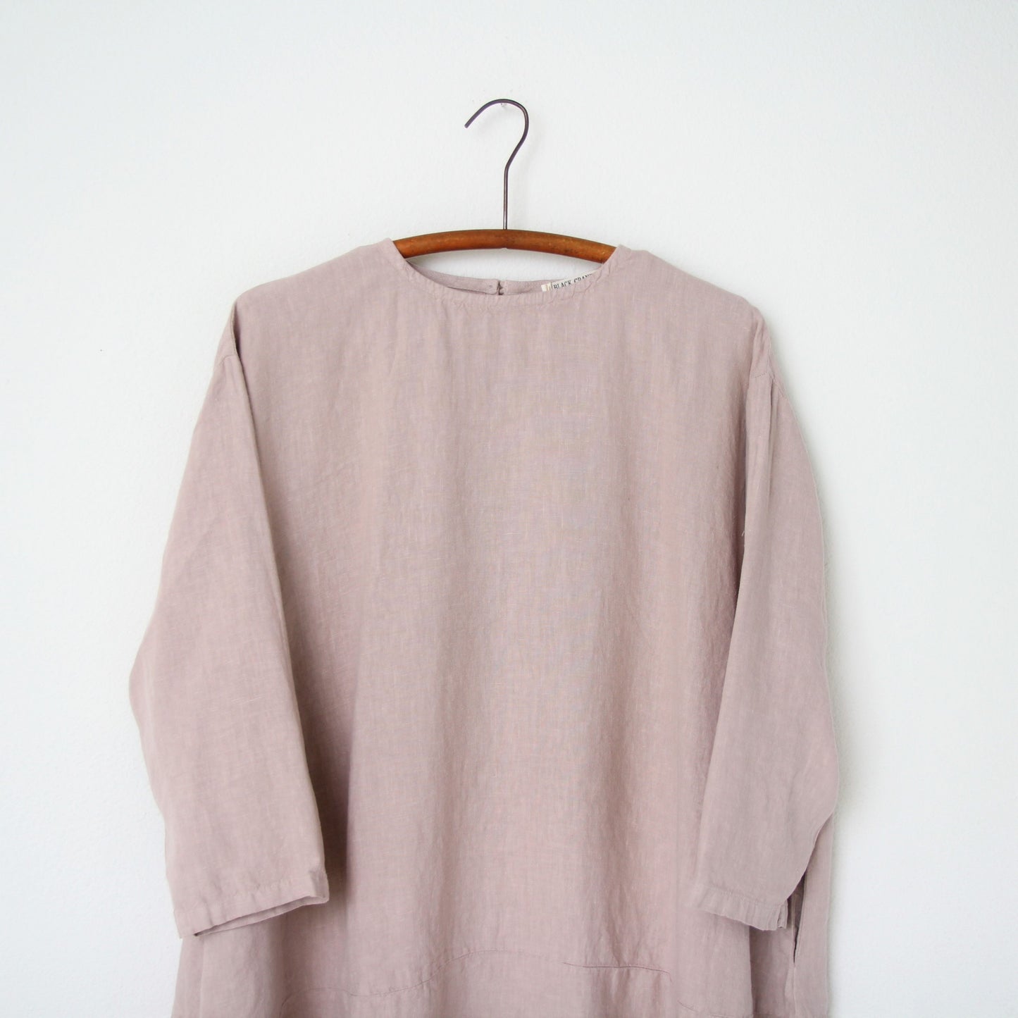 Black Crane Linen Long Bud Dress - Stone