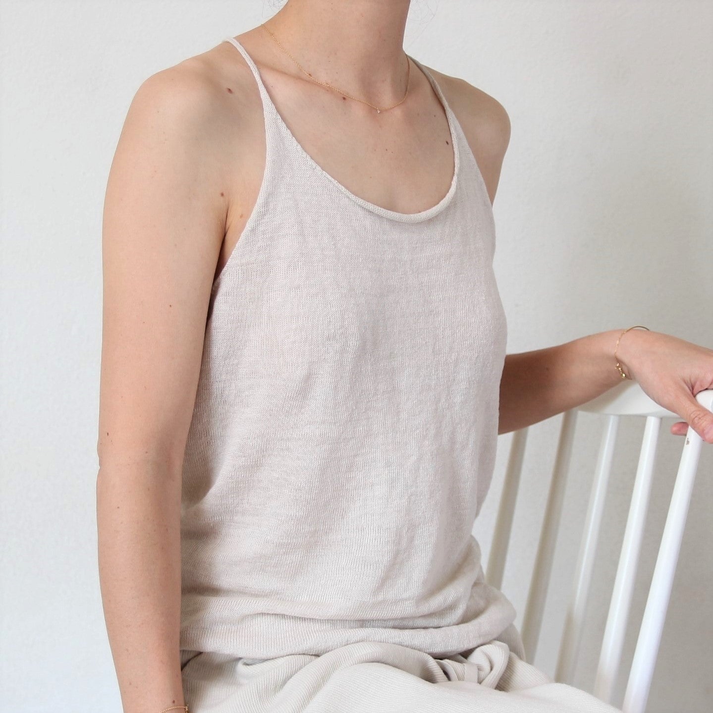 Evam Eva Washable Linen Camisole - Ivory