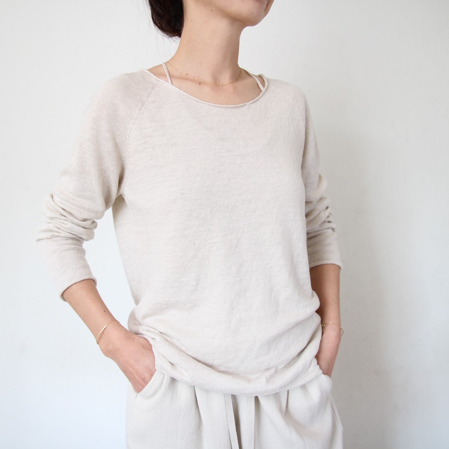 Evam Eva Washable Linen Pullover - Ivory