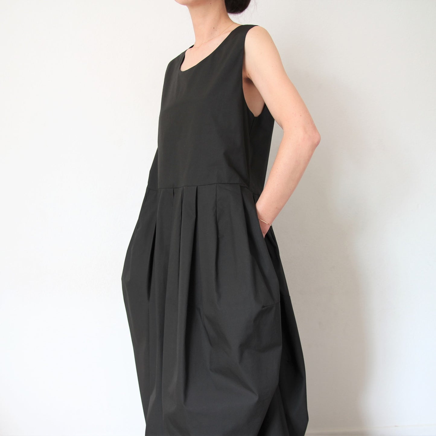 Black Crane Tulip Dress - Shadow
