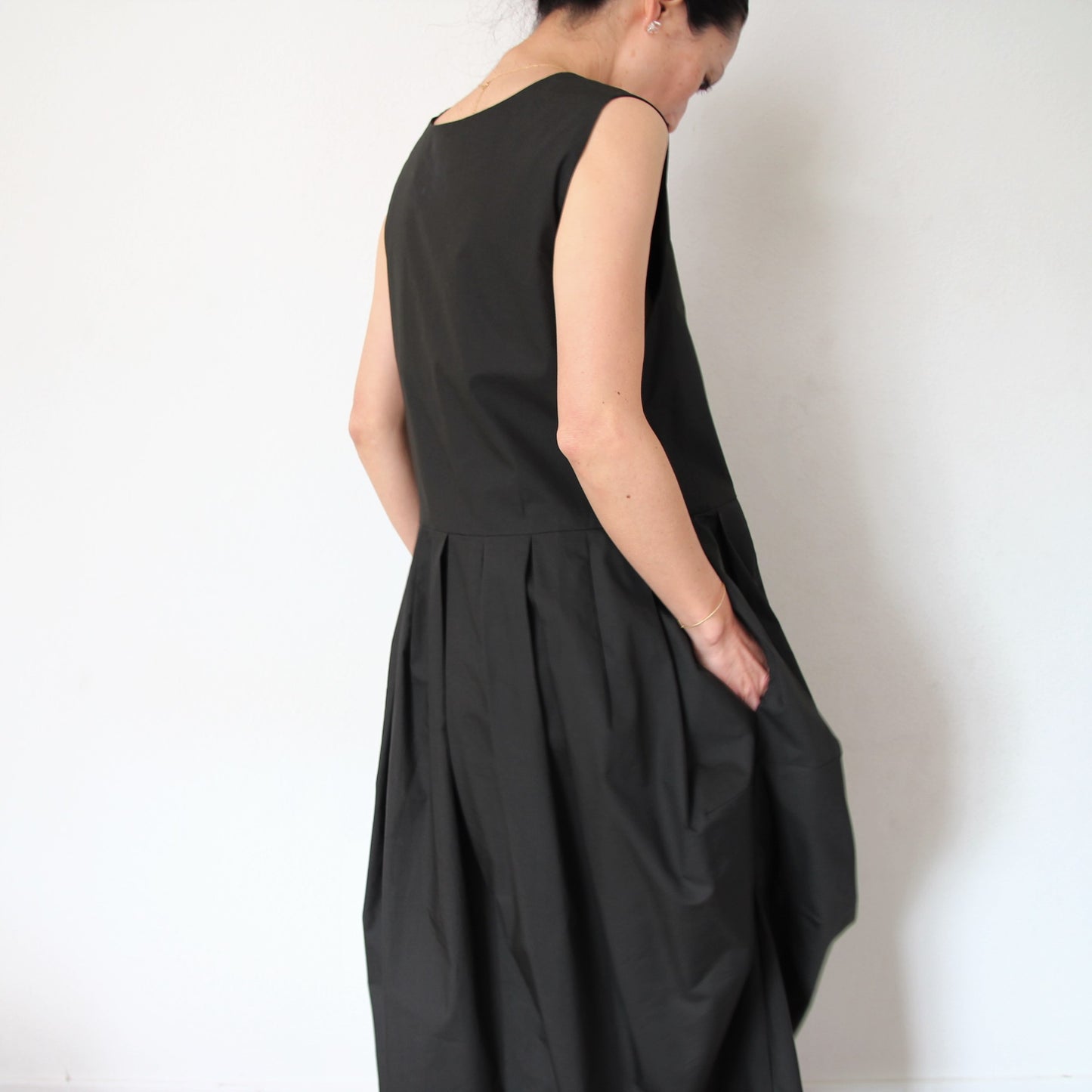 Black Crane Tulip Dress - Shadow