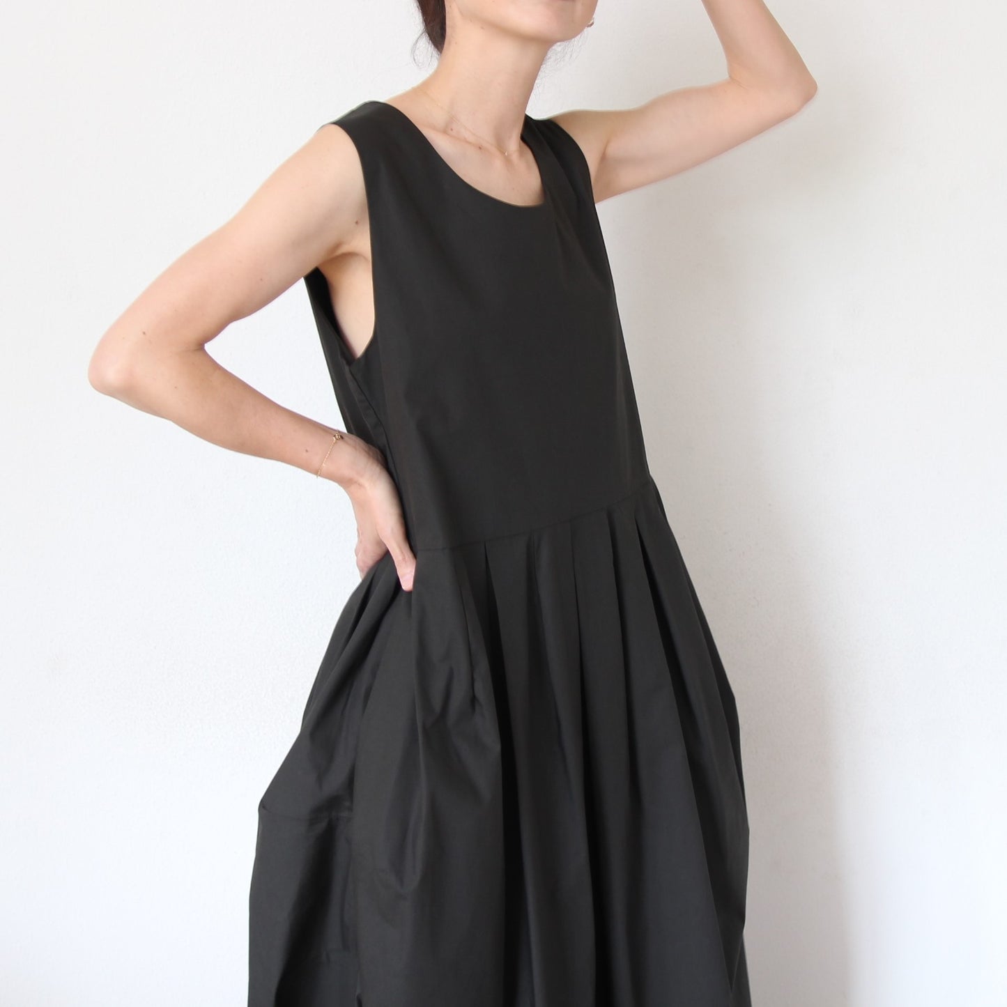 Black Crane Tulip Dress - Shadow