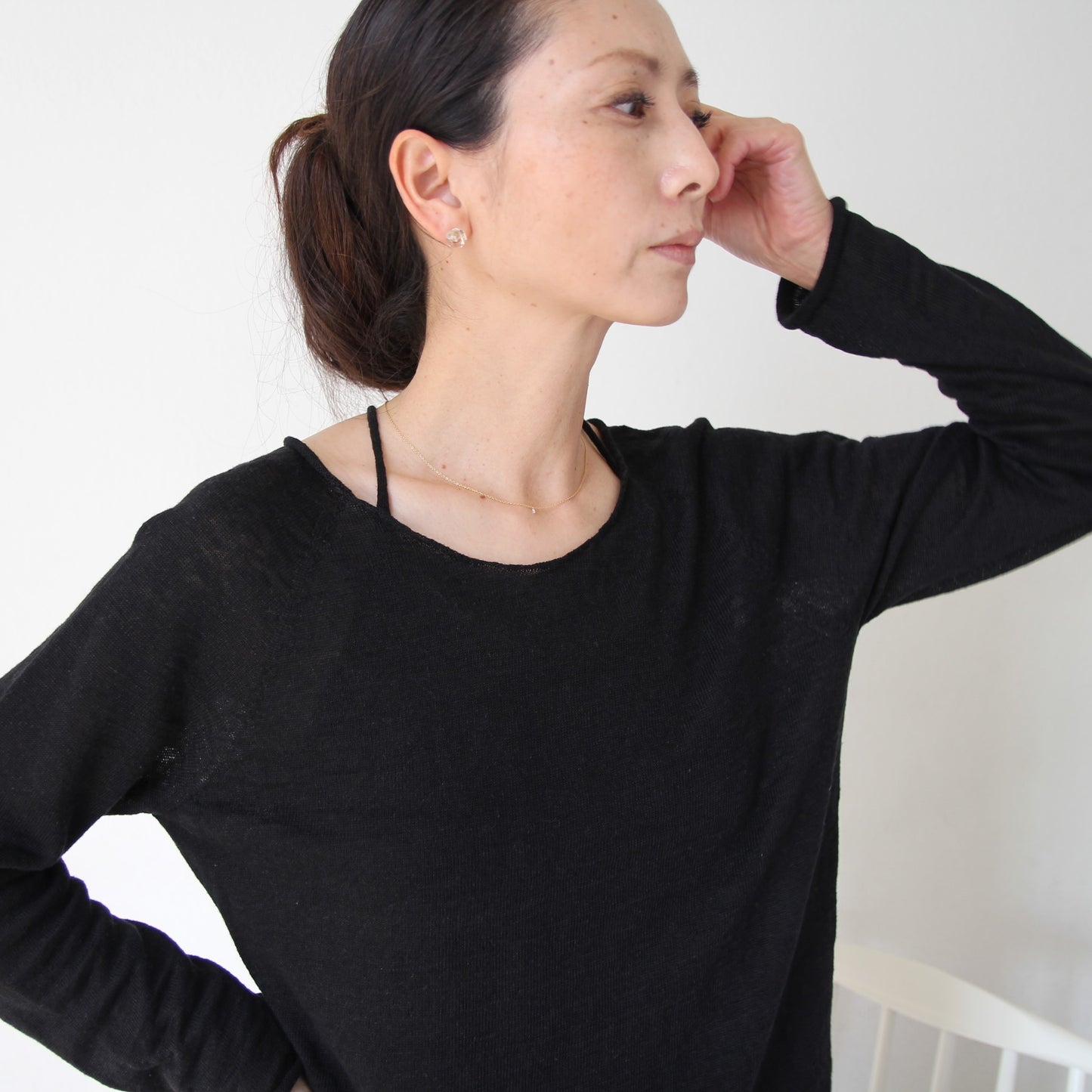 Evam Eva Washable Linen Pullover - Black