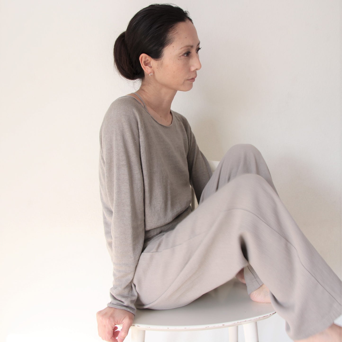 Evam Eva Washable Linen Pullover - Grege