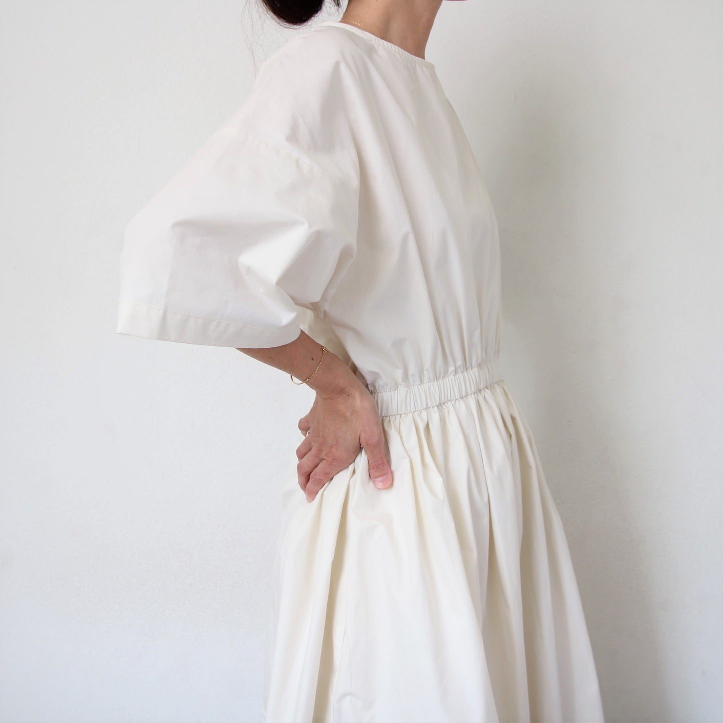 Black Crane Pleated Dress - Cloud