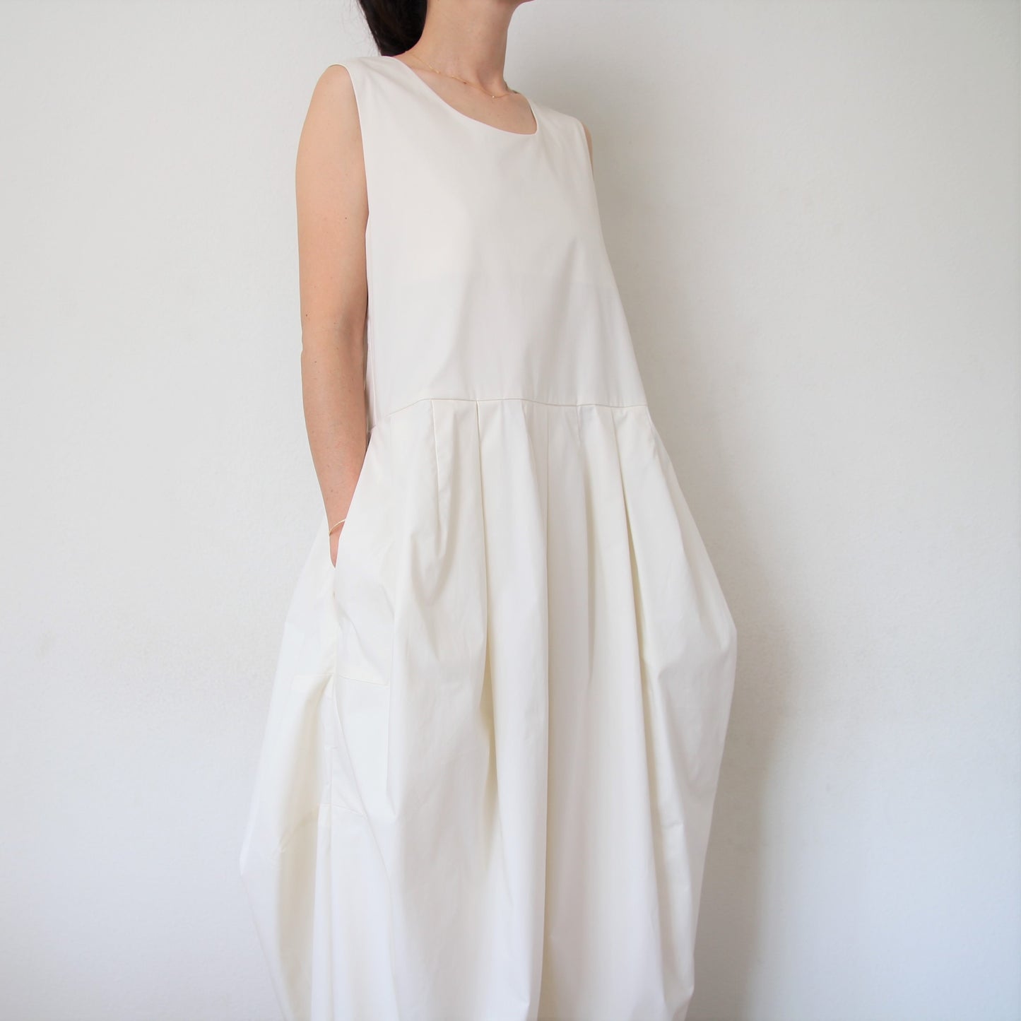 Black Crane Tulip Dress - Cloud