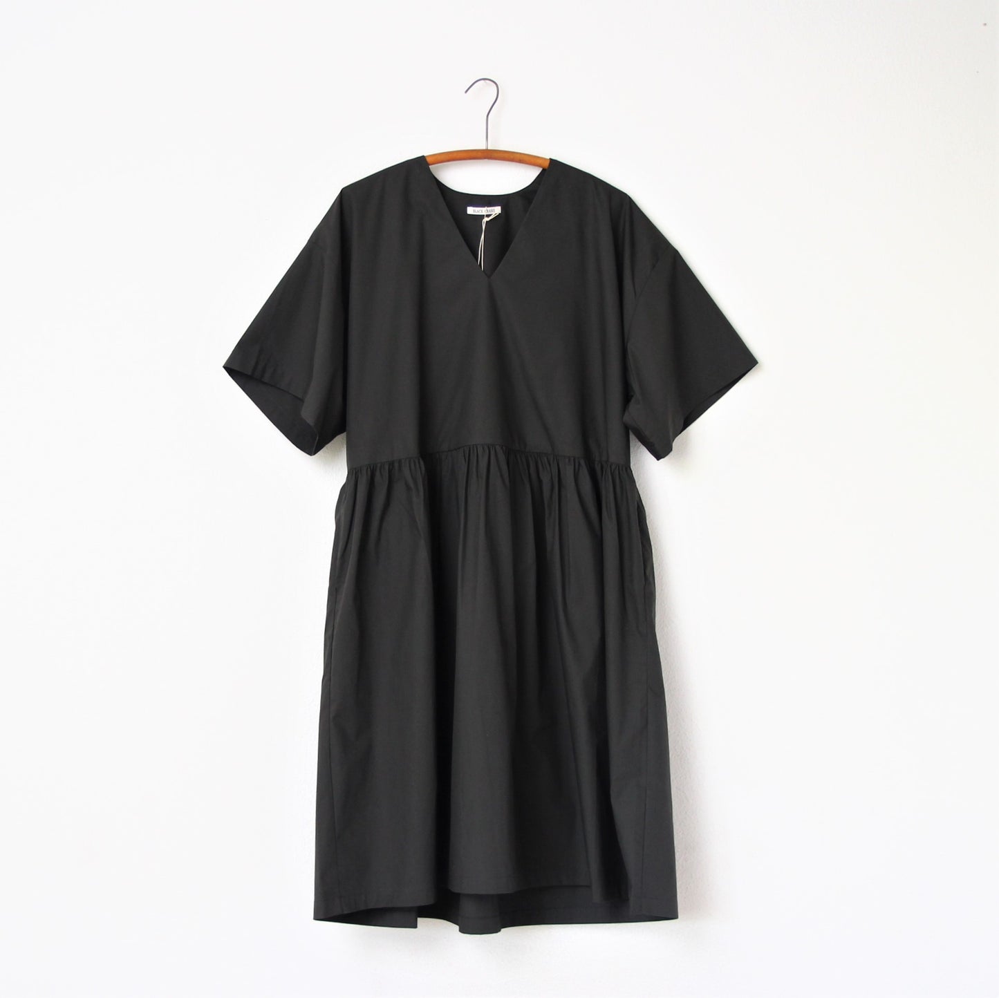Black Crane V Neck Dress - Shadow