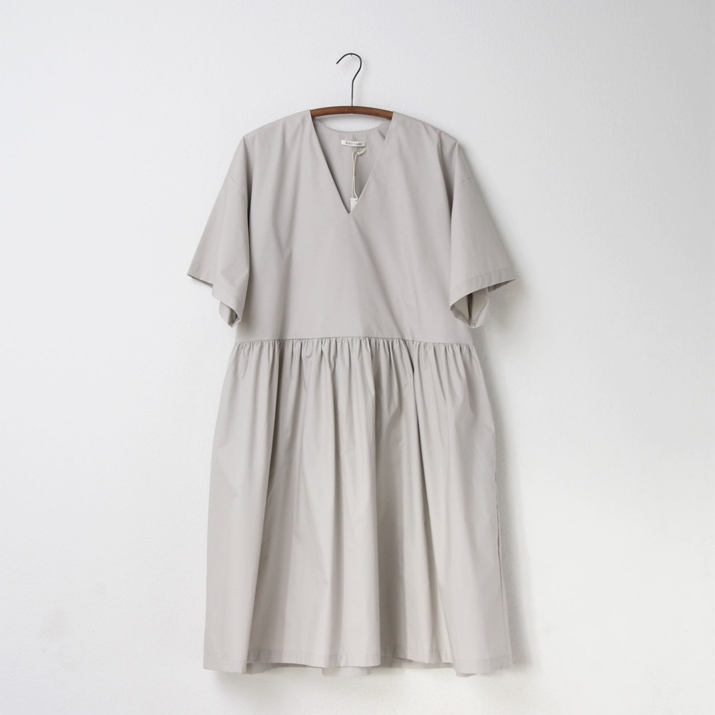Black Crane V Neck Dress - Stone