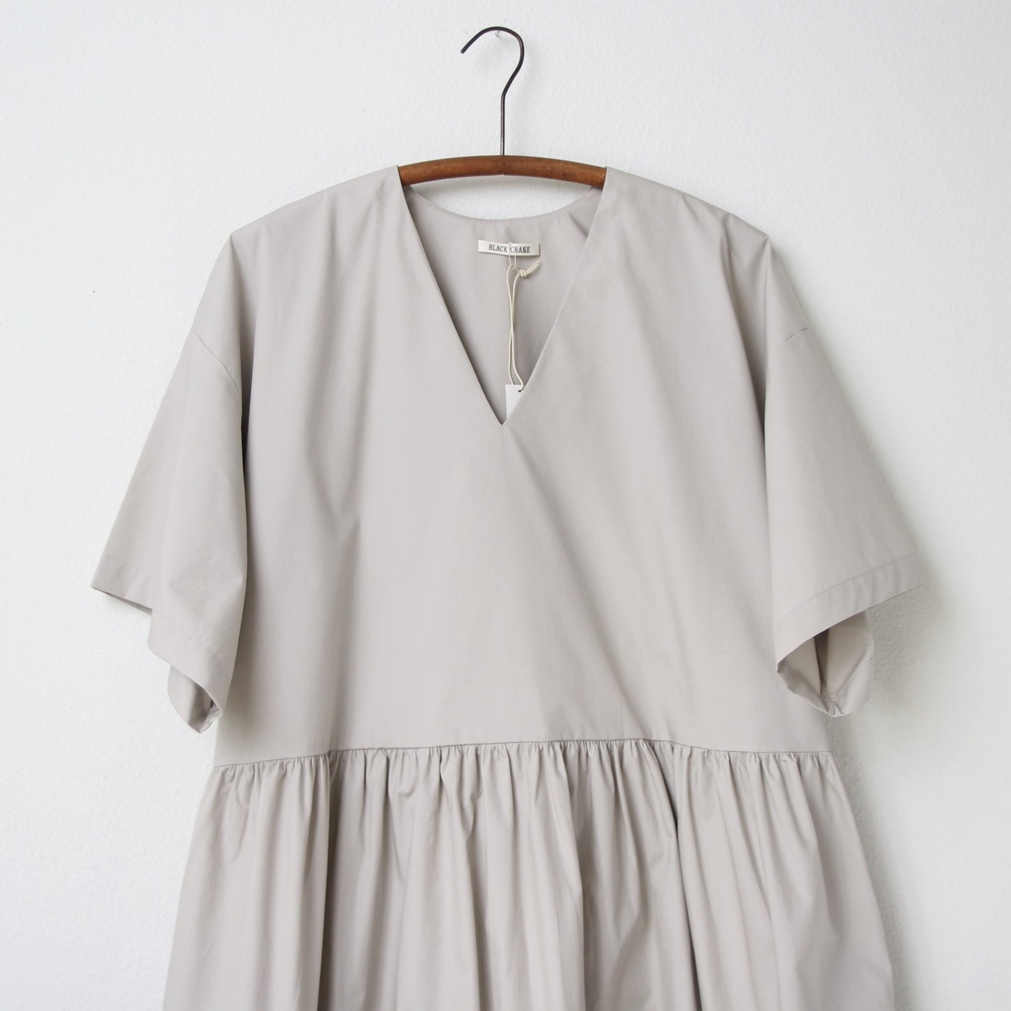 Black Crane V Neck Dress - Stone