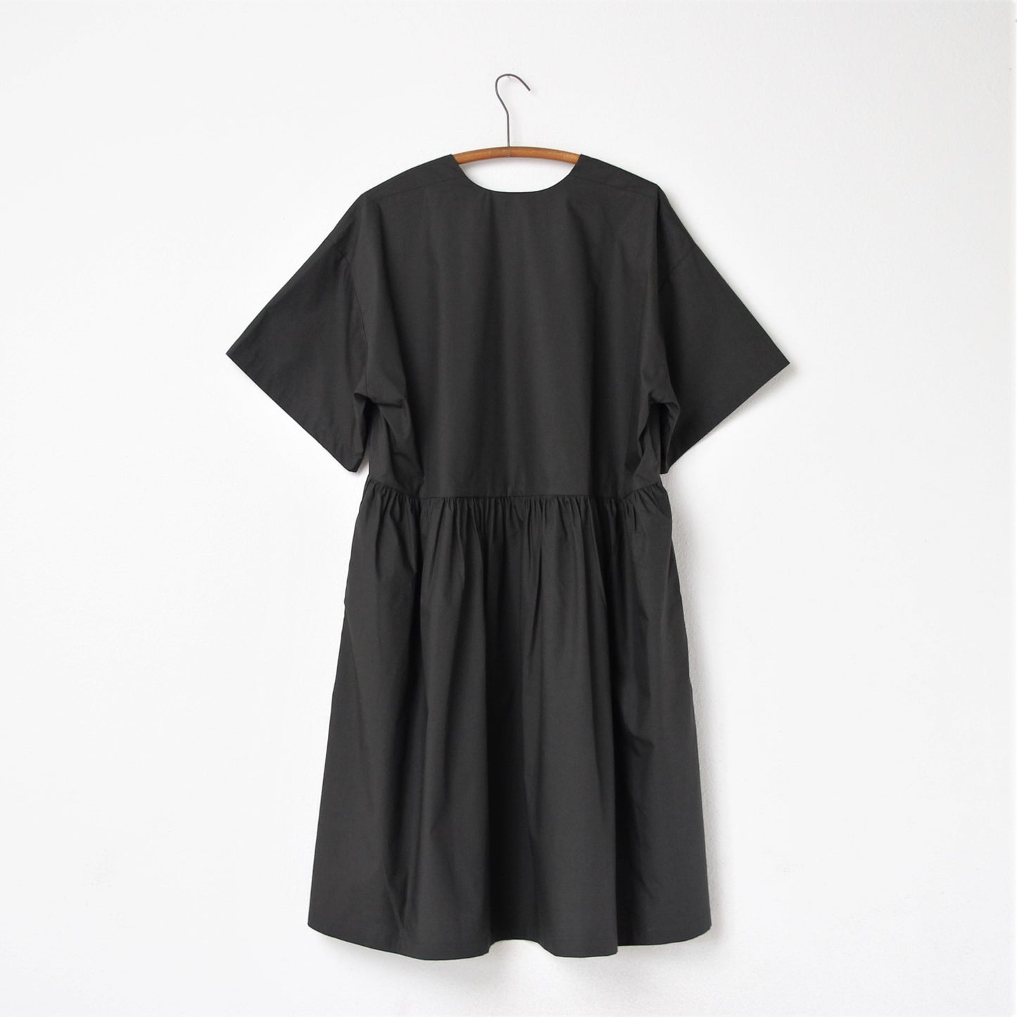 Black Crane V Neck Dress - Shadow